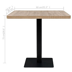 vidaXL Table de bistro MDF et acier Carré 80x80x75 cm Couleur de chêne pas cher