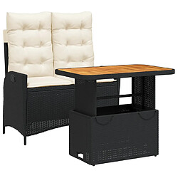 Maison Chic Ensemble à manger d'extérieur 2 pcs avec coussins,Salon de jardin,Mobilier de jardin noir résine tressée -GKD971919