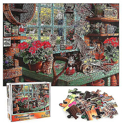 Universal 1000 pièces de chat sur le rebord de la fenêtre puzzle bricolage puzzle jouets assemblage image déco 