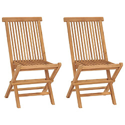 vidaXL Chaises pliables de jardin lot de 2 Bois de teck solide