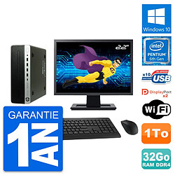 PC HP 600 G3 SFF Ecran 22" Intel G4400 RAM 32Go Disque Dur 1To Windows 10 Wifi · Occasion 