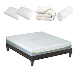 Olympe Literie Pack Anthea Pack Prêt à dormir ANTHEA 180x200 cm | Matelas Mémoire de forme + Sommier + Accessoires