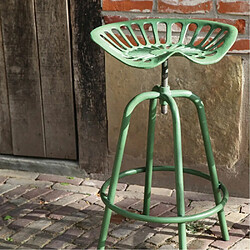 Esschert Design Tabouret avec assise de tracteur en métal Vert.