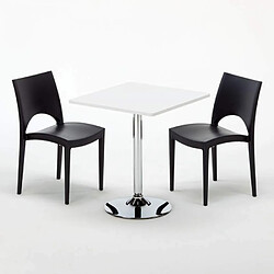 Avis Grand Soleil Table Carrèe Blanc + 2 Chaises Colorées