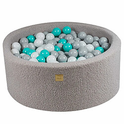 MEOWBABY Piscine à Balles pour Bébé - Rond 90x40cm avec 300 Balle, Boucle, Gris : Blanc/Gris/Turquoise