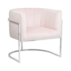 Beliani Fauteuil Velours Rose LARVIK