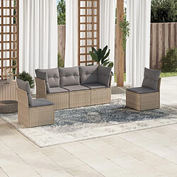 vidaXL Salon de jardin avec coussins 5 pcs beige résine tressée