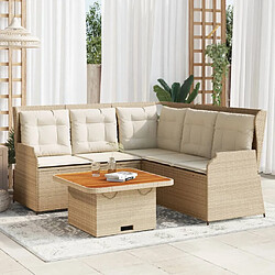 vidaXL Salon de jardin avec coussins 4 pcs beige résine tressée 