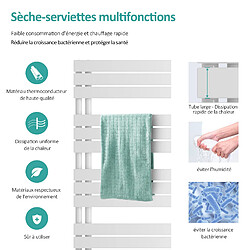 EMKE Radiateur Panneau, Sèche-serviette eau Chaude, Porte-Serviettes Pour Le Chauffage de la Salle de Bain, Chauffe Serviettes à Température Constante, 100x40cm, 456W, Blanc