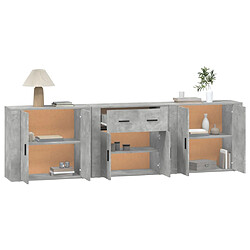 Avis vidaXL Buffets 3 pcs gris béton bois d'ingénierie