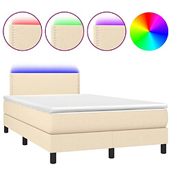 Maison Chic Lit adulte- Lit + matelas + LED,Sommier à lattes de lit matelas et LED crème 120x190 cm tissu -GKD48856