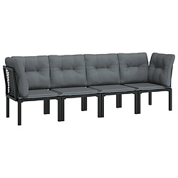 vidaXL Salon de jardin 4 pcs noir et gris résine tressée