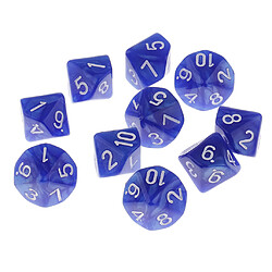 10 pièces en plastique 10 faces d10 d10 pour le jeu de barre de jeu accessoire bleu jeu de dés numériques