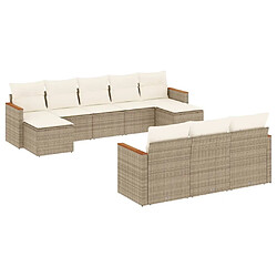 Maison Chic Salon de jardin avec coussins 10 pcs, Ensemble Tables et chaises de jardin, beige résine tressée -GKD235627