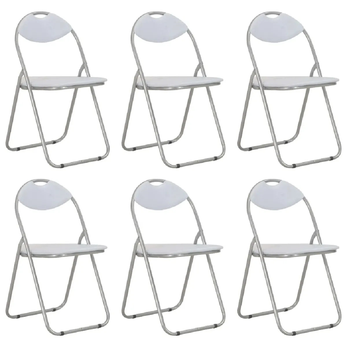 Maison Chic Lot de 6 Chaises pliantes à manger Chaise à dîner blanc similicuir -MN66214