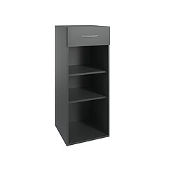 Pegane Etagère de rangement avec 1 tiroir et 2 tablettes en mélamine coloris graphite - longueur 30 x hauteur 98 x profondeur 40 cm