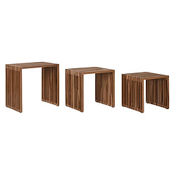 Pegane Lot de 3 tables d'appoints en bois de teck coloris naturel 