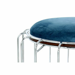 Paris Prix Pouf & Table d'Appoint Comfortable 50cm Bleu Pétrole & Argent