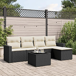 Maison Chic Salon de jardin 6 pcs avec coussins | Ensemble de Table et chaises | Mobilier d'Extérieur noir résine tressée -GKD90149