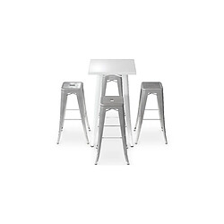 Acheter ICONIK INTERIOR Pack Tabouret de Table Blanc et Pack de 4 Tabourets de Bar - Design Industriel - Métal - Nouvelle Edition - Bistrot Stylix Rose pâle