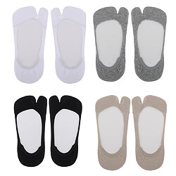 Avis 4 Paires Chaussettes Orteils Femme Chaussettes à 2 doigts en Coton Protège-pieds Invisibles Socquettes Coupe Basse