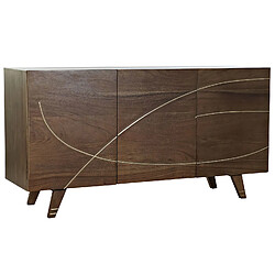 Pegane Buffet meuble de rangement en bois d'acacia coloris marron foncé - Longueur 145 x Hauteur 76 x Profondeur 41 cm