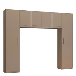 Inside 75 Ensemble de rangement pont 4 portes taupe mat largeur 270 cm