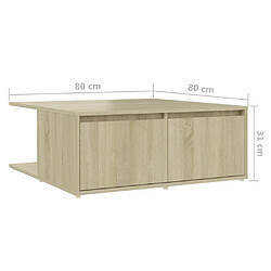 vidaXL Table basse chêne sonoma 80x80x31 cm bois d'ingénierie pas cher