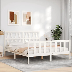 Maison Chic Cadre/structure de lit avec tête de lit pour adulte - Lit Moderne Chambre blanc King Size bois massif -MN82253