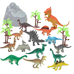 Lot de 19pcs Dinosaure Jurassique Arbre Rocaille en Plastique Jouets Enfants Décorations Maison Bureau