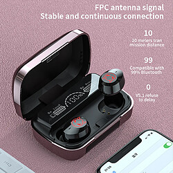 Acheter Universal Écouteurs sans fil avec microphone Écouteurs stéréo compatibles Bluetooth Écouteurs étanches Écouteur 2000mAh Boîte de recharge(Rose)