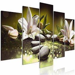 Paris Prix Tableau 5 Panneaux Lilies & Stones Wide Green 50 x 100 cm 