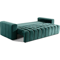 VENESETTI Canapé 3 places convertible et espace de rangement - Vert - en tissu velours de qualité luxe, LAZIO pas cher