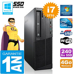 PC Lenovo M92p SFF Core I7-3770 Ram 4Go Disque 240 Go SSD Graveur DVD Wifi W7 - Occasion