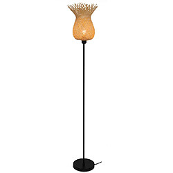 Sampa Helios Lampadaire Hawai 160cm métal noir bambou naturel compatible LED