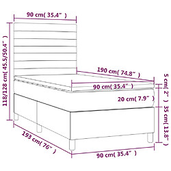 Acheter vidaXL Sommier à lattes de lit et matelas Gris clair 90x190 cm Velours