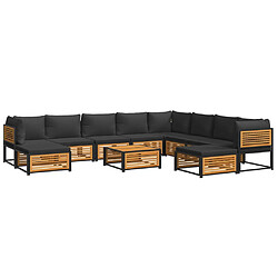 vidaXL Salon de jardin avec coussins 11 pcs bois massif d'acacia