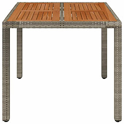 Avis Maison Chic Table de jardin | Table d'extérieur dessus en bois Gris 90x90x75 cm Résine tressée -GKD71758