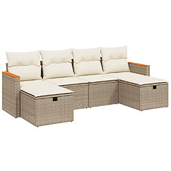 vidaXL Salon de jardin avec coussins 6 pcs beige résine tressée