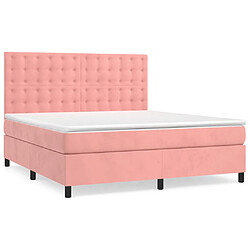 vidaXL Sommier à lattes de lit avec matelas Rose 180x200 cm Velours