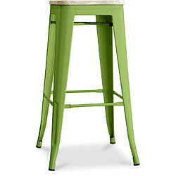 ICONIK INTERIOR Tabouret de Bar - Design Industriel - Acier & Bois - 76cm - Stylix Vert clair 