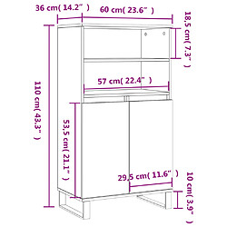 vidaXL Buffet haut Chêne fumé 60x36x110 cm Bois d'ingénierie pas cher