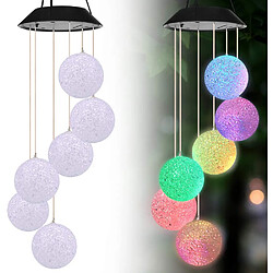 BESTA Changement de couleur Solaire Vent Carillon Six Boules Mobile Romantique Vent Cloche En Plein Air LED Suspendu Veilleuses Pour Jardin Cour Festival Décor