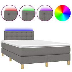 Maison Chic Lit adulte- Lit + matelas + LED,Sommier à lattes de lit matelas LED gris foncé 120x190 cm tissu -GKD82629