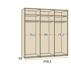 Avis Inside 75 Armoire blanche 248,4 x 60 x 240 cm structure standard 6 portes kubica