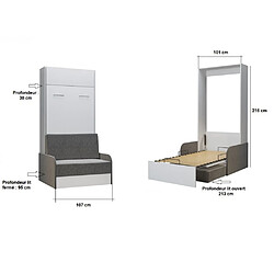 Avis Inside 75 Armoire lit escamotable DYNAMO SOFA chêne canapé accoudoirs tissu marron 90*200 cm