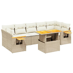 vidaXL Salon de jardin avec coussins 8 pcs beige résine tressée