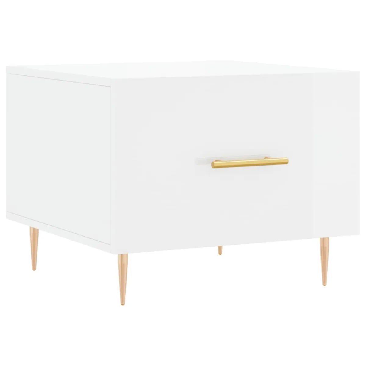 Maison Chic Table basse,Table Console Table d'appoint, Table pour salon blanc brillant 50x50x40 cm bois d'ingénierie -MN17052