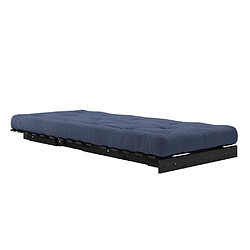 Inside 75 Fauteuil convertible futon ROOTS pin laqué noir matelas 90 x 200 cm coloris bleu marine pas cher