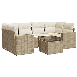 Maison Chic Salon de jardin avec coussins 7 pcs | Ensemble de Table et chaises | Mobilier d'Extérieur beige résine tressée -GKD12350